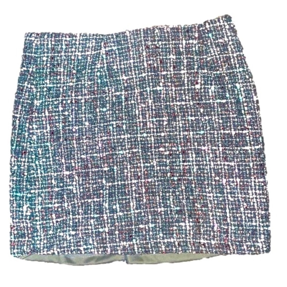 She Sky Tweed Plaid Skirt Small Coquette Y2K Mini Pencil